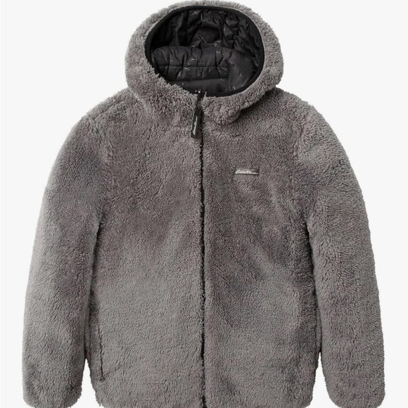 Eddie Bauer Kids Reversible Plush Hoodie Jacket Onyx, XSmall 5/6 EUC - Picture 3 of 16